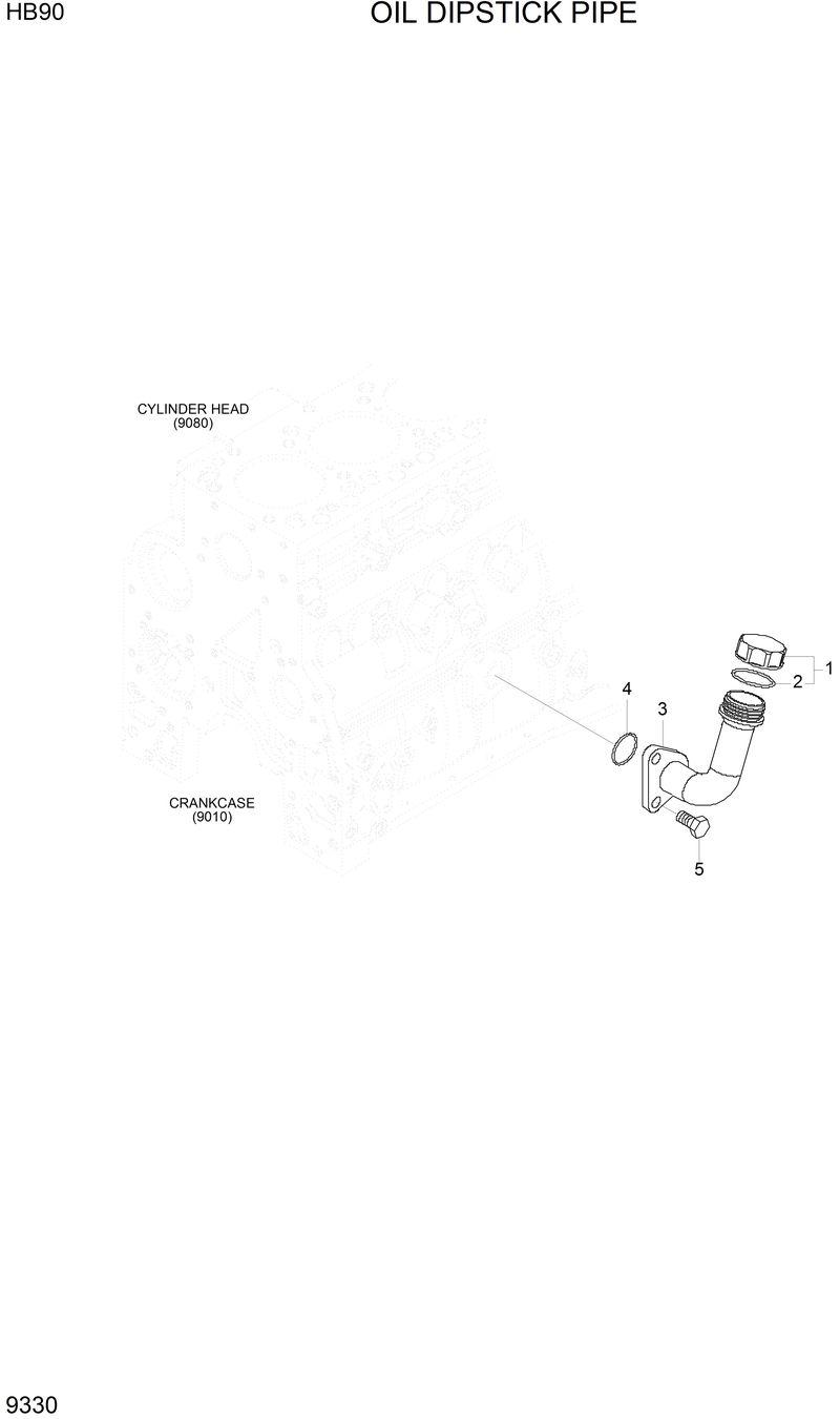 Схема запчастей Hyundai HB90 - OIL DIPSTICK PIPE 