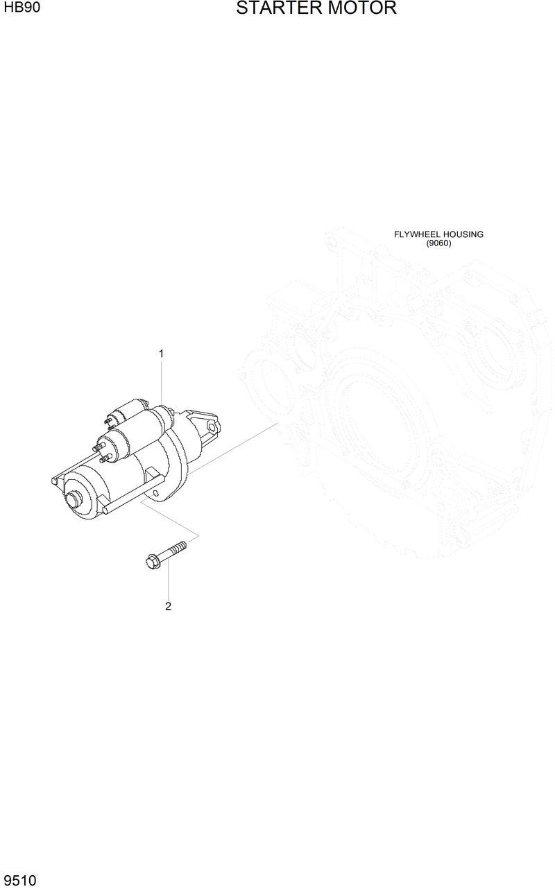 Схема запчастей Hyundai HB90 - STARTER MOTOR INSTALLATION 