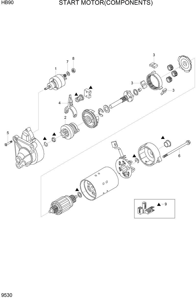 Схема запчастей Hyundai HB90 - STARTER MOTOR (COMPONENT) 