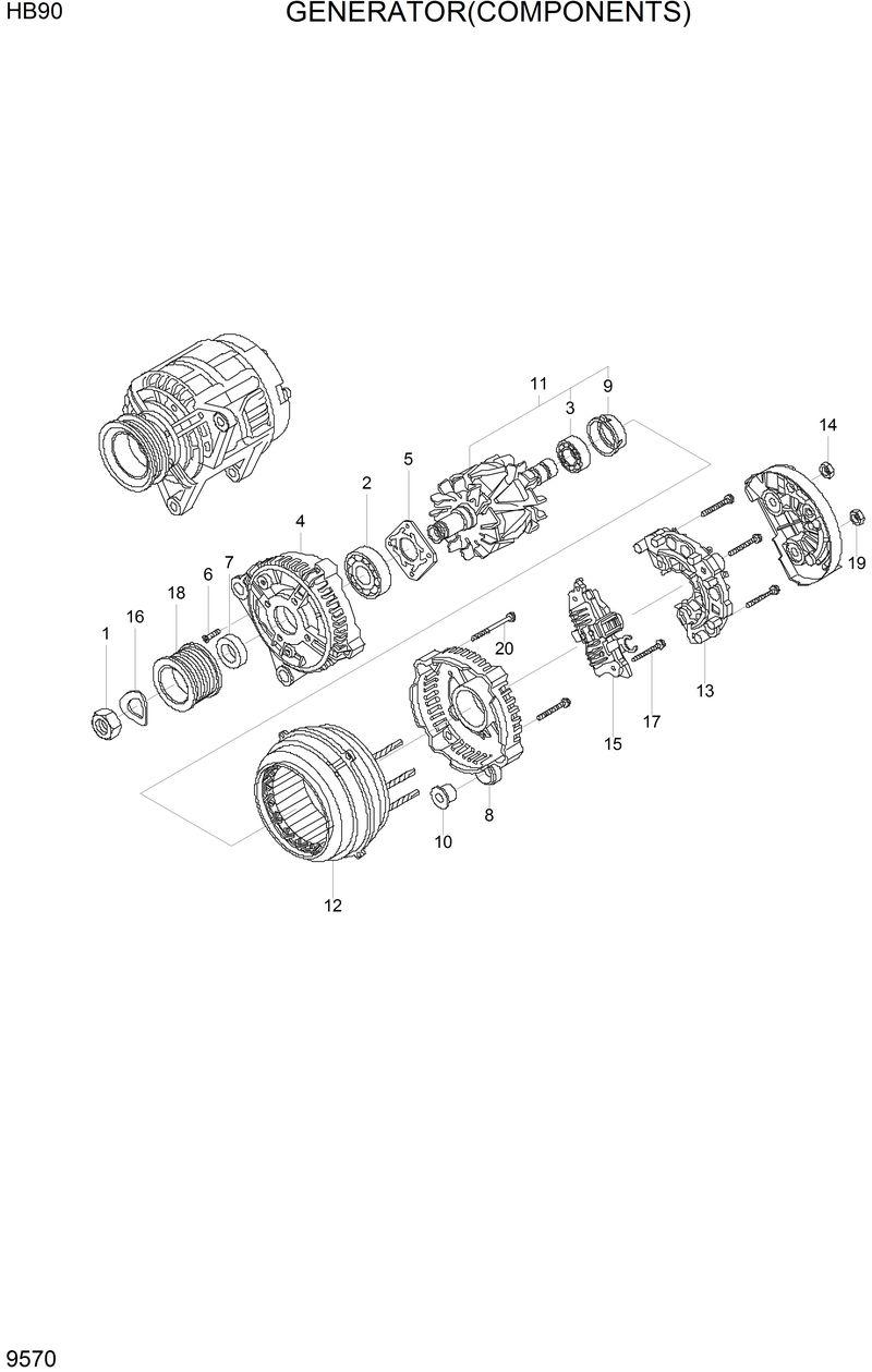 Схема запчастей Hyundai HB90 - GENERATOR (COMPONENT) 