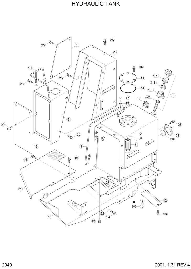 Схема запчастей Hyundai H70 - HYDRAULIC TANK 