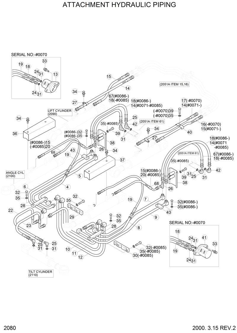 Схема запчастей Hyundai H70 - ATTACHMENT HYDRAULIC PIPING 