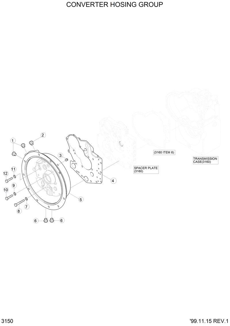 Схема запчастей Hyundai H70 - CONVERTER HOUSING GROUP 