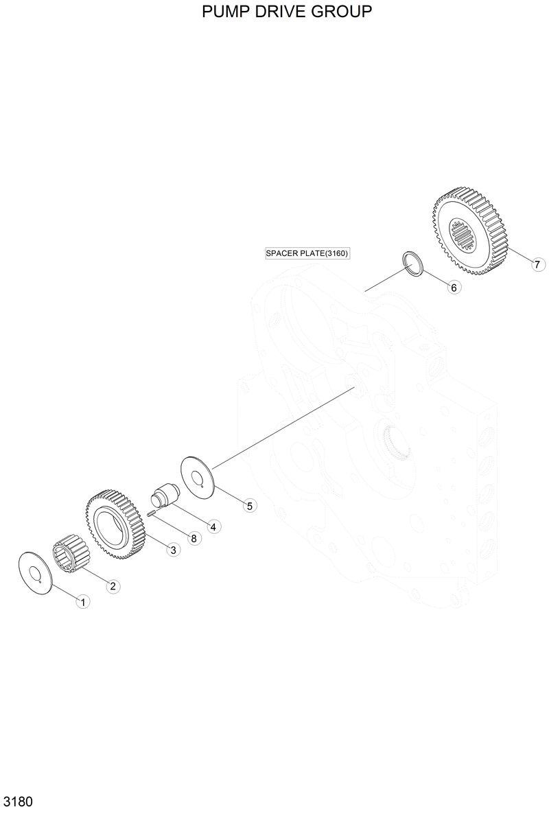 Схема запчастей Hyundai H70 - PUMP DRIVER GROUP 