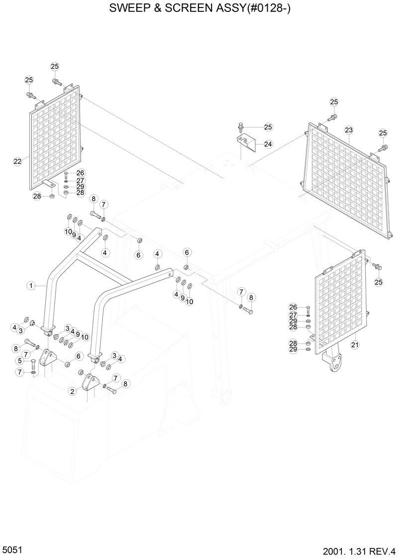 Схема запчастей Hyundai H70 - SWEEP &amp; SCREEN ASSY(#0128-) 