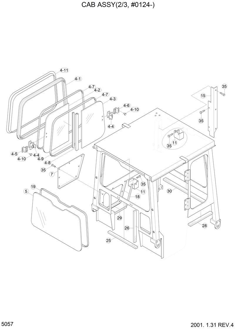 Схема запчастей Hyundai H70 - CAB ASSY(2/3, #0124-) 