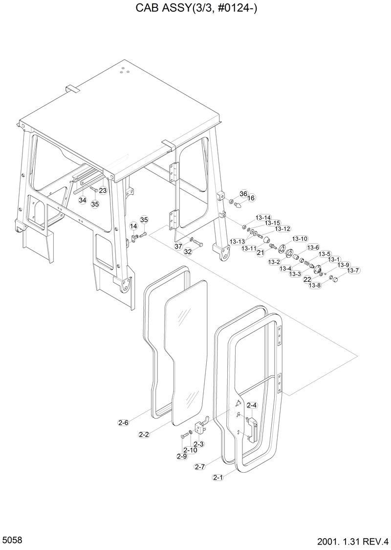 Схема запчастей Hyundai H70 - CAB ASSY(3/3, #0124-) 