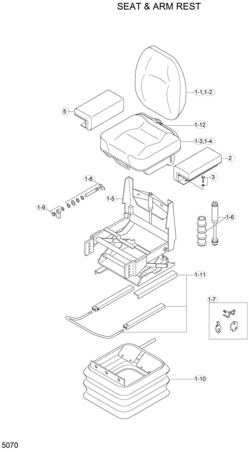 Схема запчастей Hyundai H70 - SEAT &amp; ARM REST 