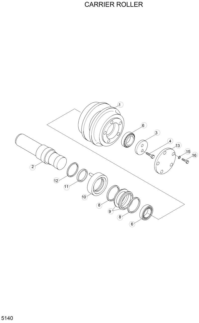 Схема запчастей Hyundai H70 - CARRIER ROLLER 