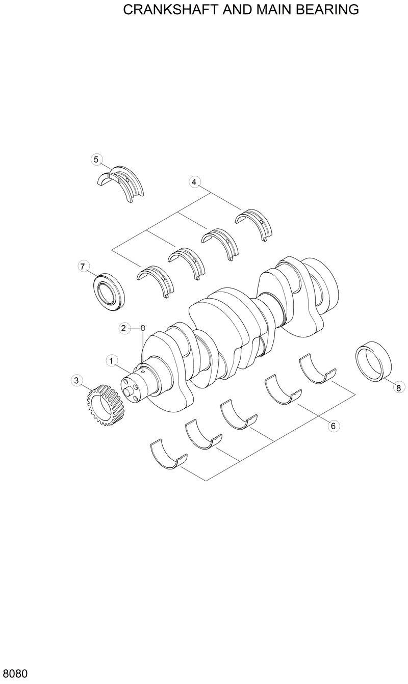 Схема запчастей Hyundai H70 - CRANKSHAFT AND MAIN BEARING 