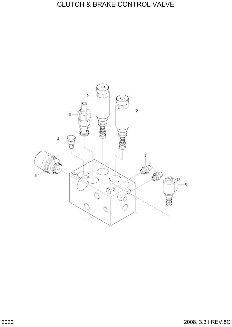 Схема запчастей Hyundai H80 - CLUTCH &amp; BRAKE CONTROL VALVE 