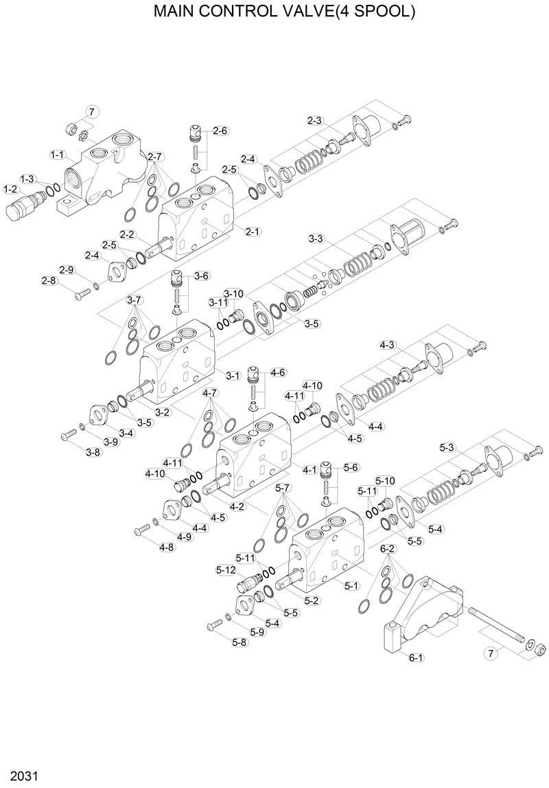 Схема запчастей Hyundai H80 - MAIN CONTROL VALVE(4 SPOOL) 