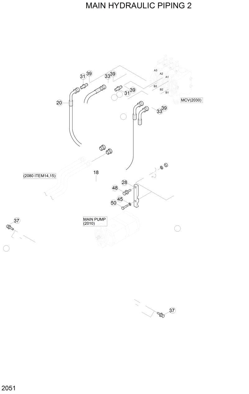 Схема запчастей Hyundai H80 - MAIN HYDRAULIC PIPING 2 