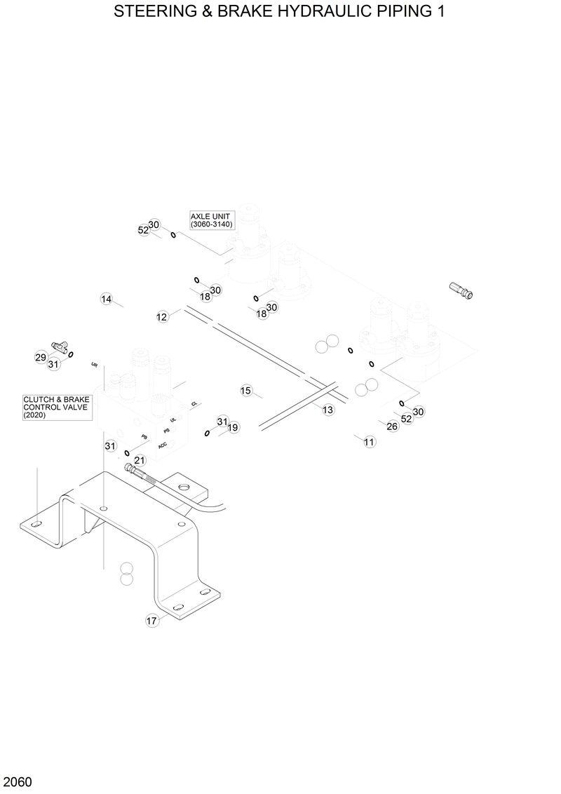 Схема запчастей Hyundai H80 - STEERING &amp; BRAKE HYDRAULIC PIPING 1 