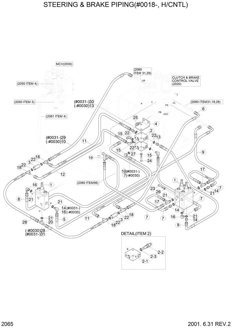 Схема запчастей Hyundai H80 - STEERING &amp; BRAKE PIPING(#0018-, H/CNTL) 