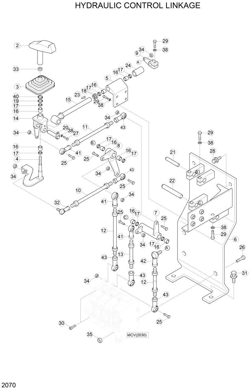 Схема запчастей Hyundai H80 - HYDRAULIC CONTROL LINKAGE 