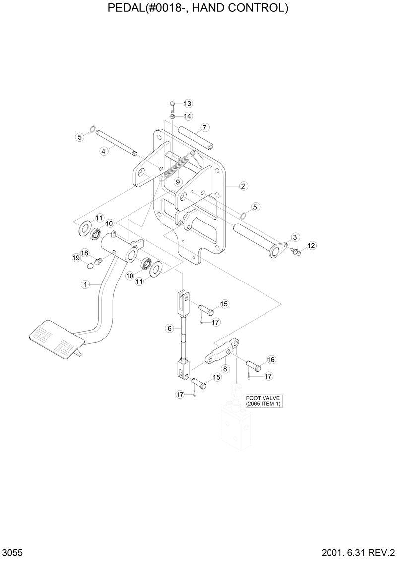 Схема запчастей Hyundai H80 - PEDAL(#0018-, HAND CONTROL) 