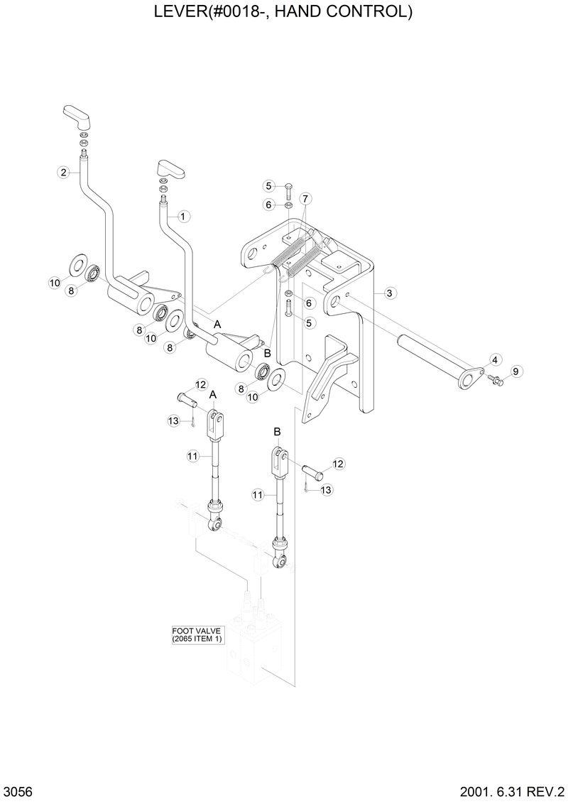 Схема запчастей Hyundai H80 - LEVER(#0018-, HAND CONTROL) 