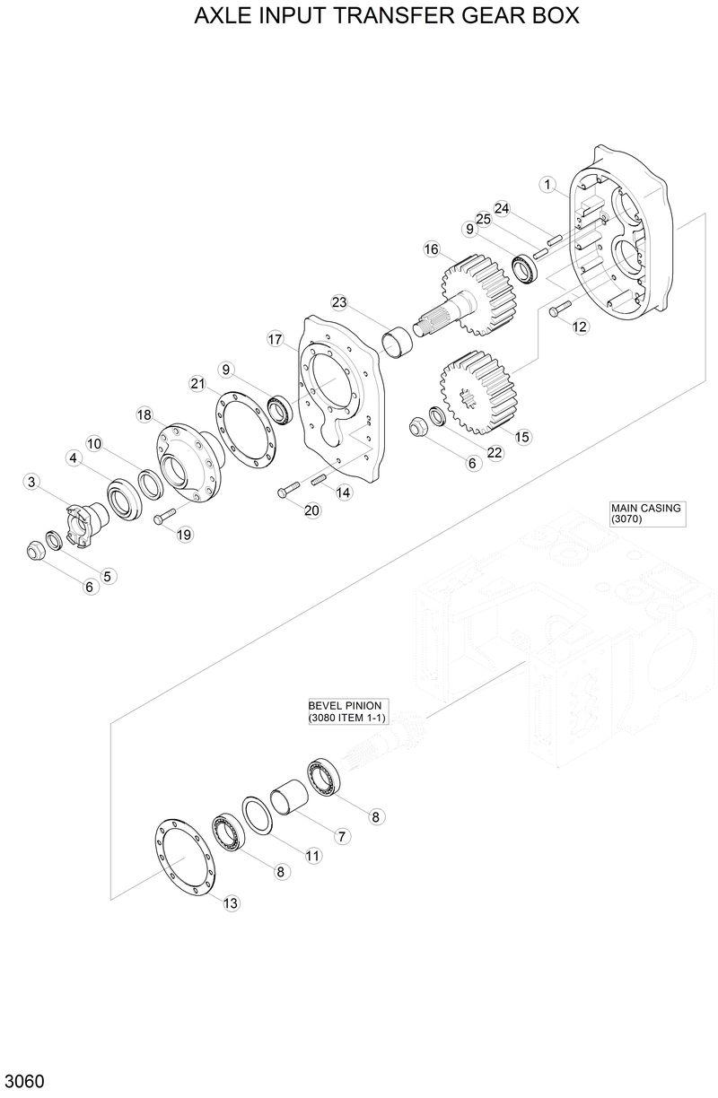 Схема запчастей Hyundai H80 - AXLE INPUT TRANSFER GEAR BOX 