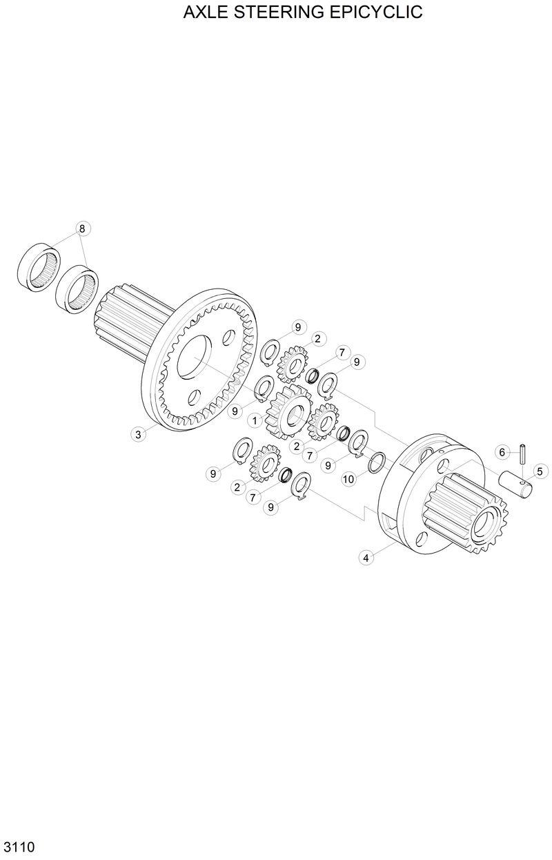 Схема запчастей Hyundai H80 - AXLE STEERING EPICYCLIC 