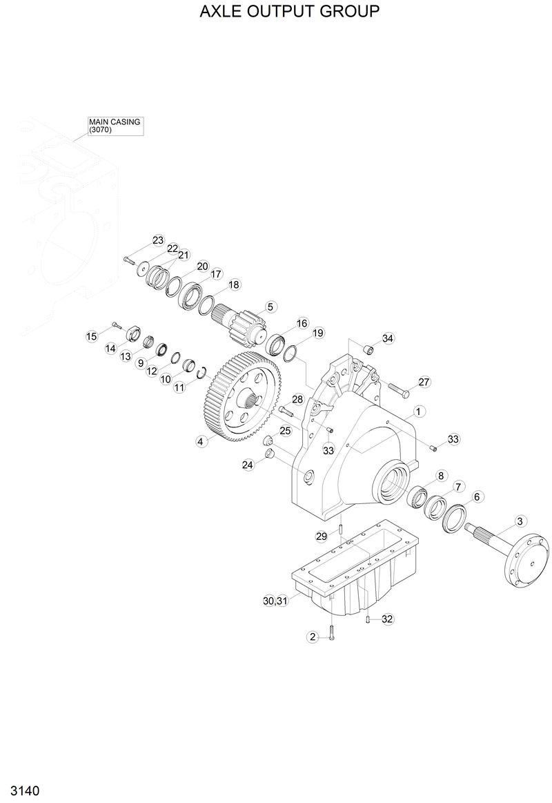 Схема запчастей Hyundai H80 - AXLE OUTPUT GROUP 