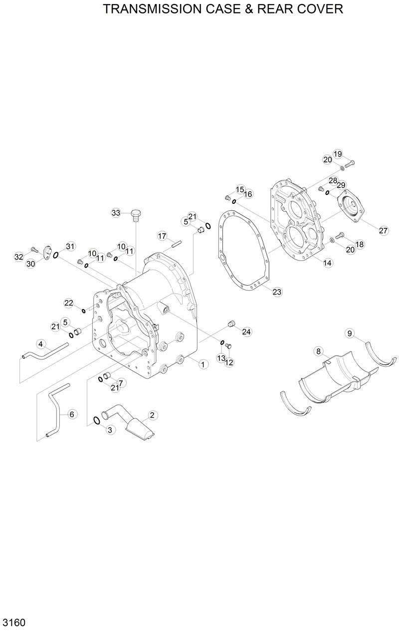 Схема запчастей Hyundai H80 - TRANSMISSION CASE &amp; REAR COVER 