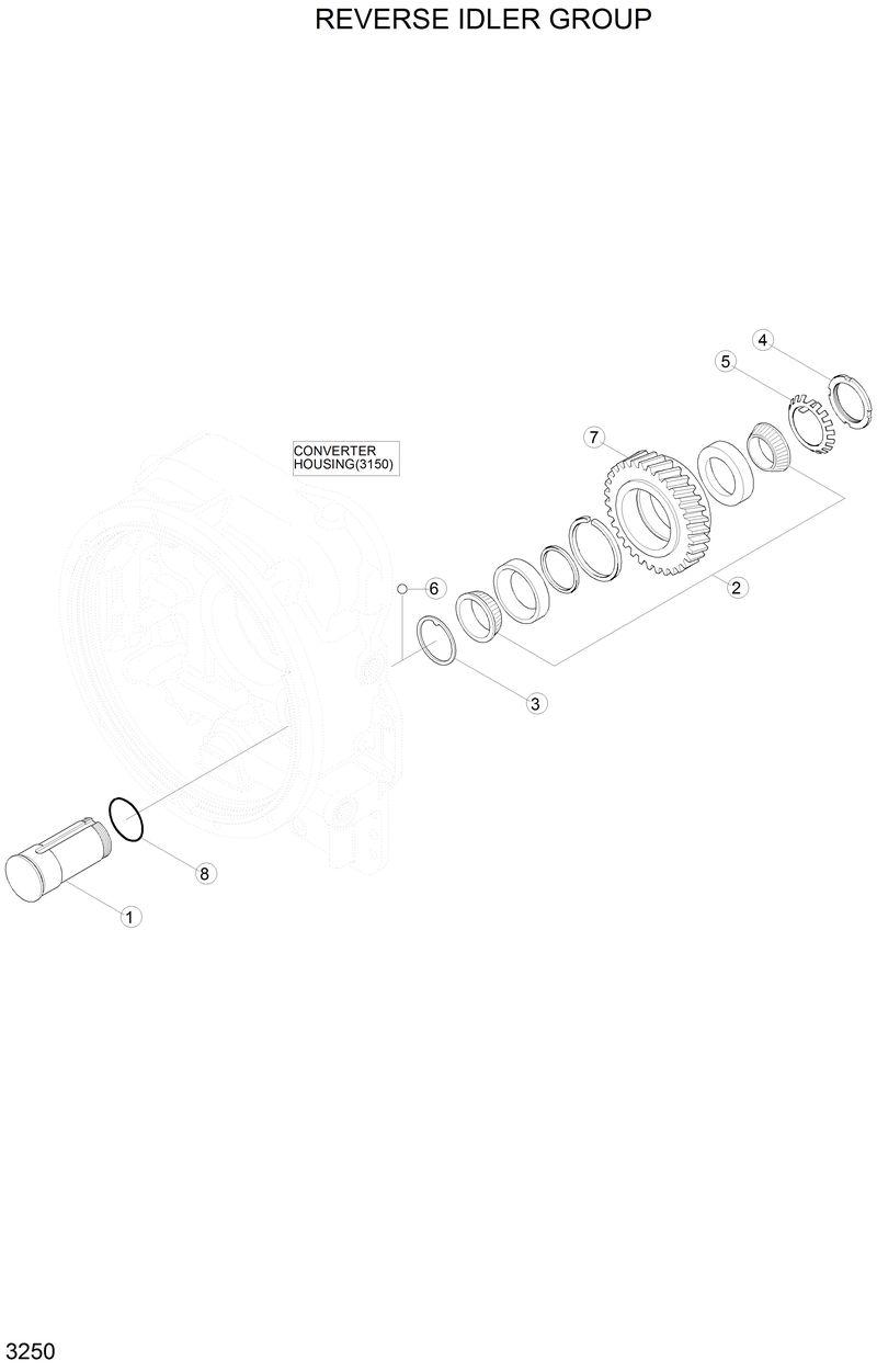 Схема запчастей Hyundai H80 - REVERSE IDLER GROUP 