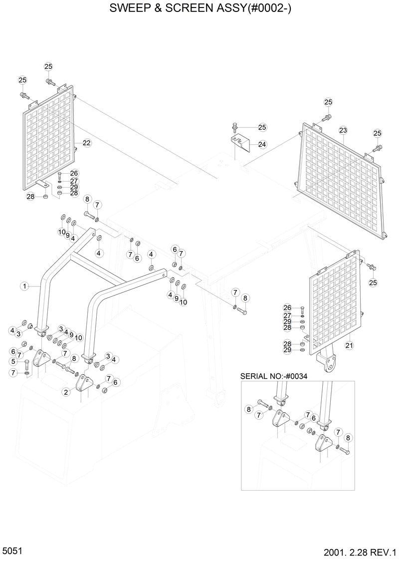 Схема запчастей Hyundai H80 - SWEEP &amp; SCREEN ASSY(#0002-) 