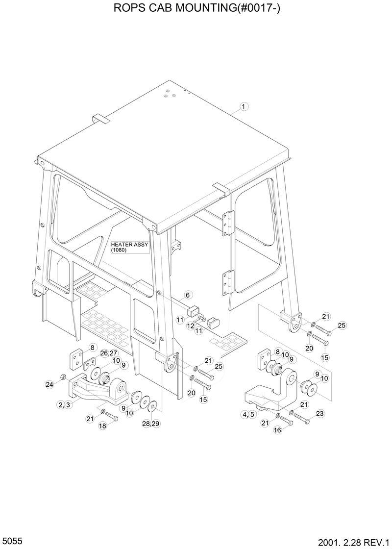 Схема запчастей Hyundai H80 - ROPS CAB MOUNTING(#0017-) 