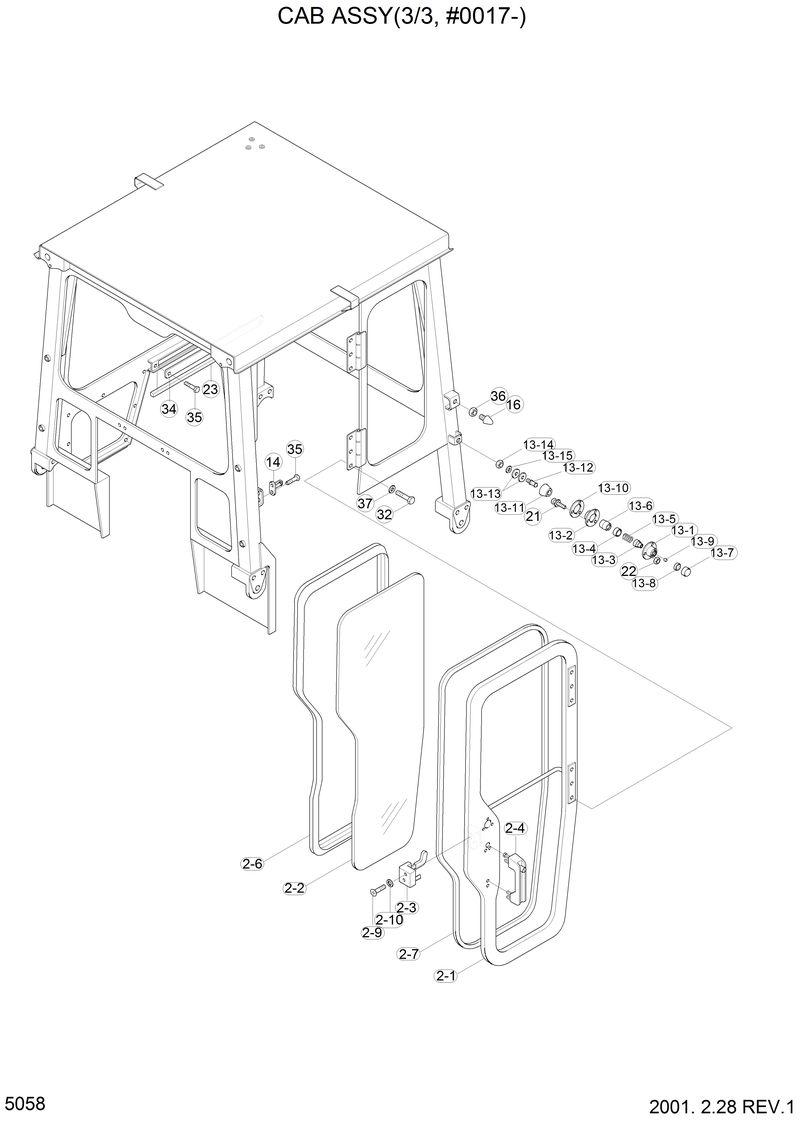 Схема запчастей Hyundai H80 - CAB ASSY(3/3, #0017-) 