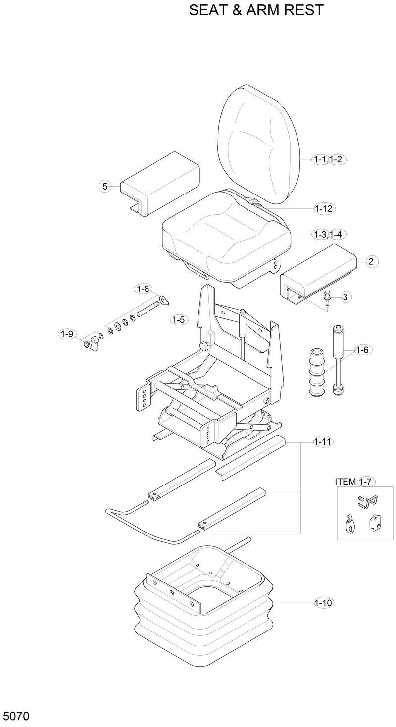 Схема запчастей Hyundai H80 - SEAT &amp; ARM REST 