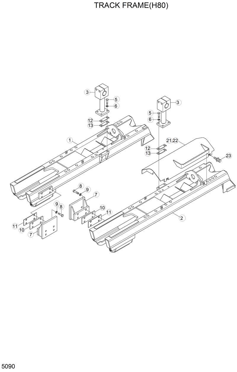 Схема запчастей Hyundai H80 - TRACK FRAME(H80) 