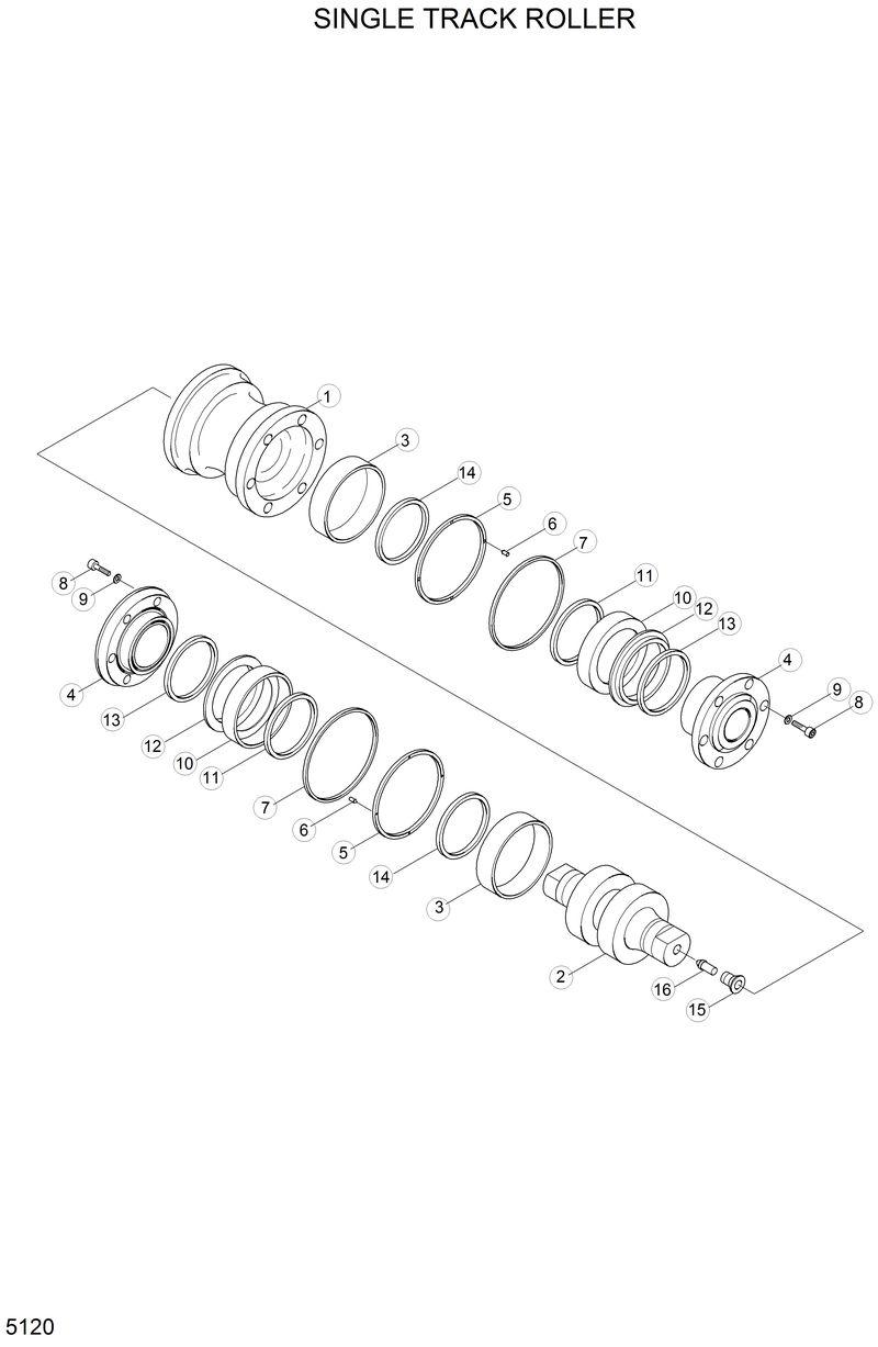 Схема запчастей Hyundai H80 - SINGLE TRACK ROLLER 