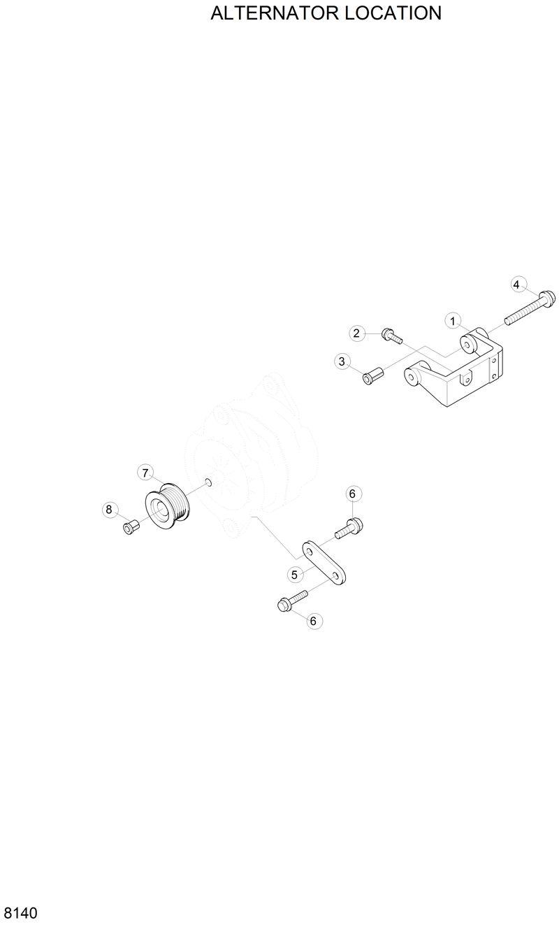 Схема запчастей Hyundai H80 - ALTERNATOR LOCATION 