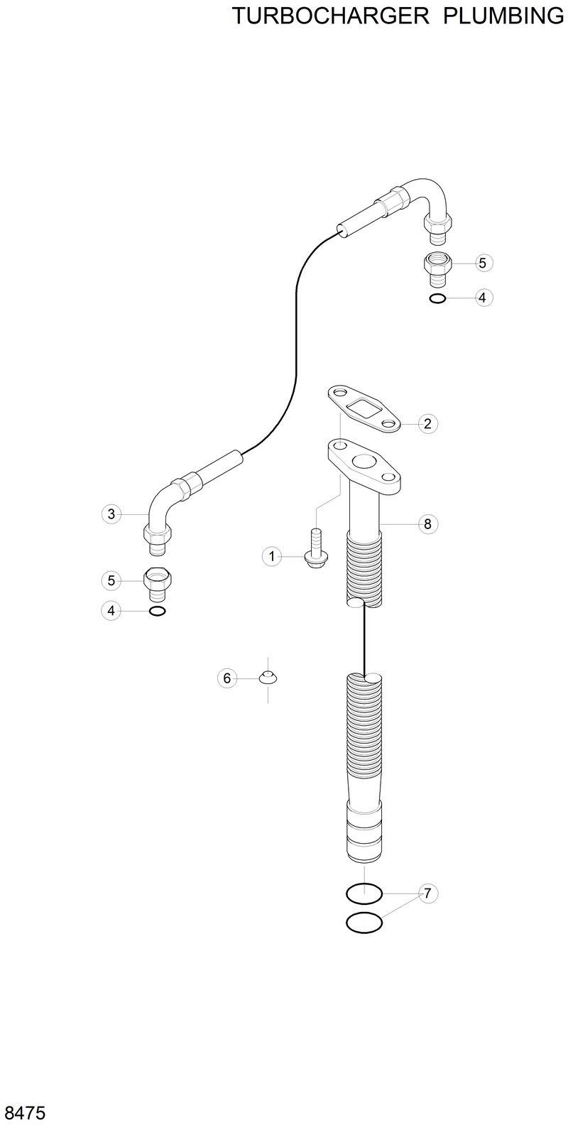 Схема запчастей Hyundai H80 - TURBOCHARGER PLUMBING 