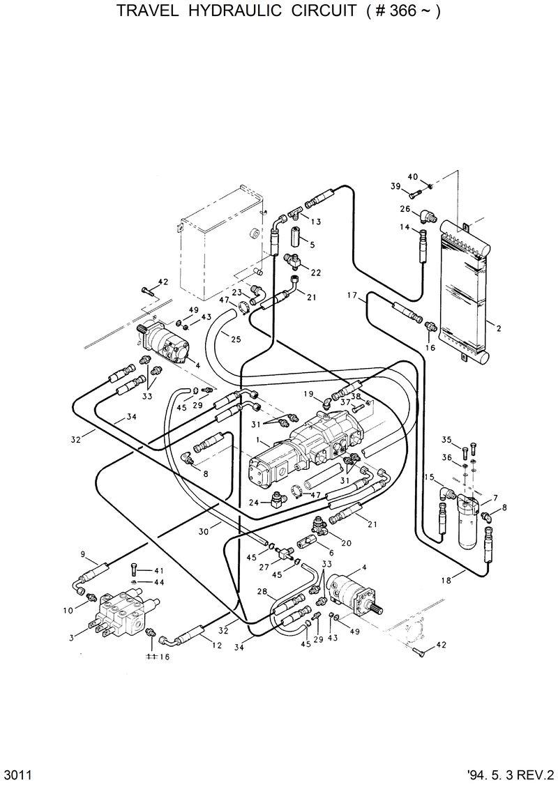 Схема запчастей Hyundai HSL600 - TRAVEL HYD. CIRCUIT 