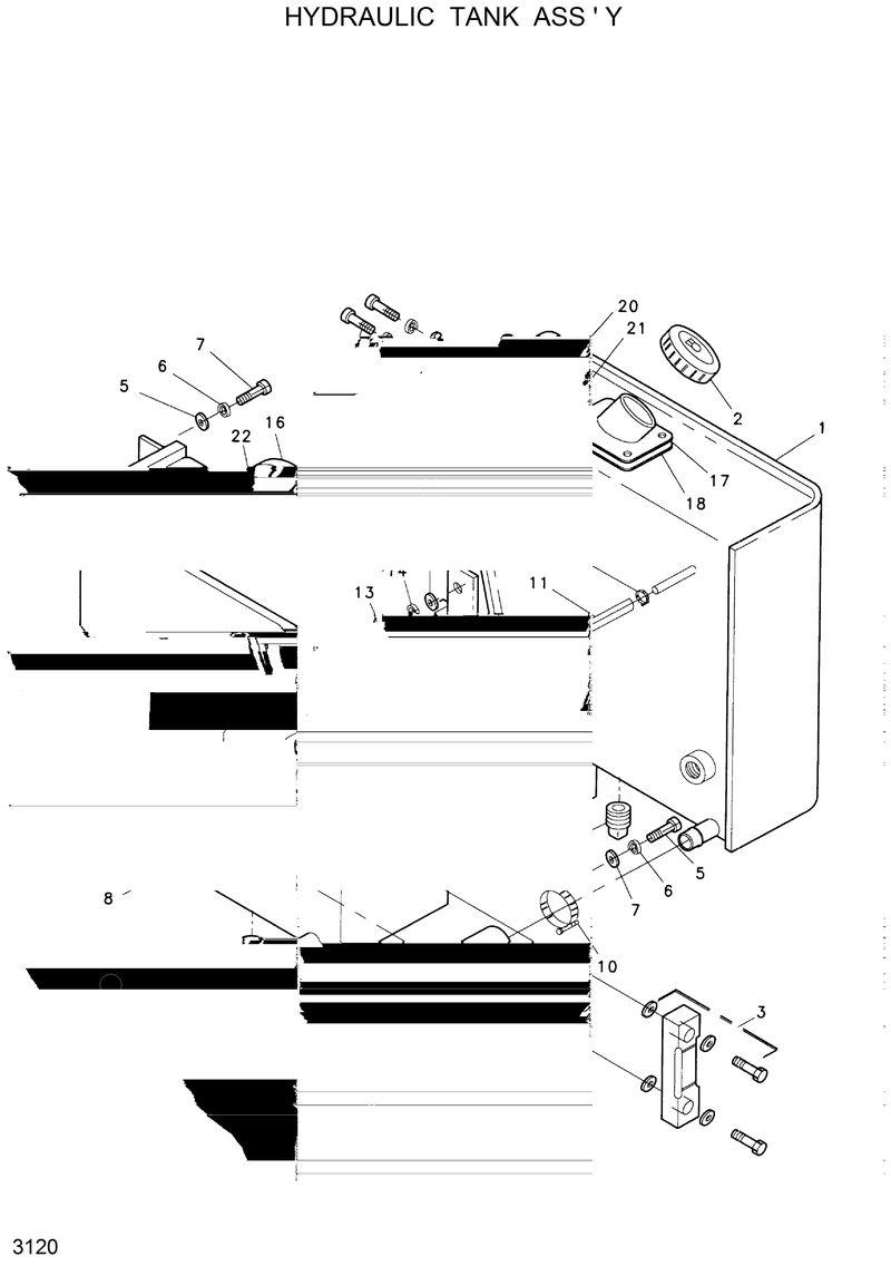 Схема запчастей Hyundai HSL600 - HYDRAULIC TANK ASSY 