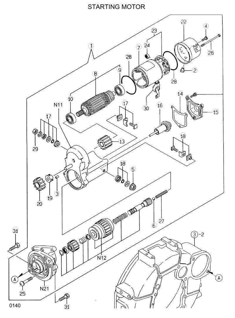 Схема запчастей Hyundai HSL610 - STARTING MOTOR 