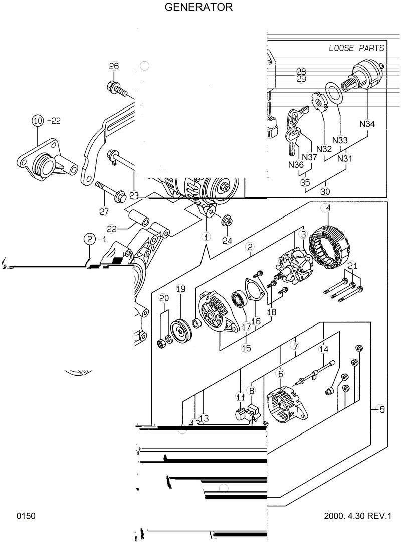 Схема запчастей Hyundai HSL610 - GENERATOR 