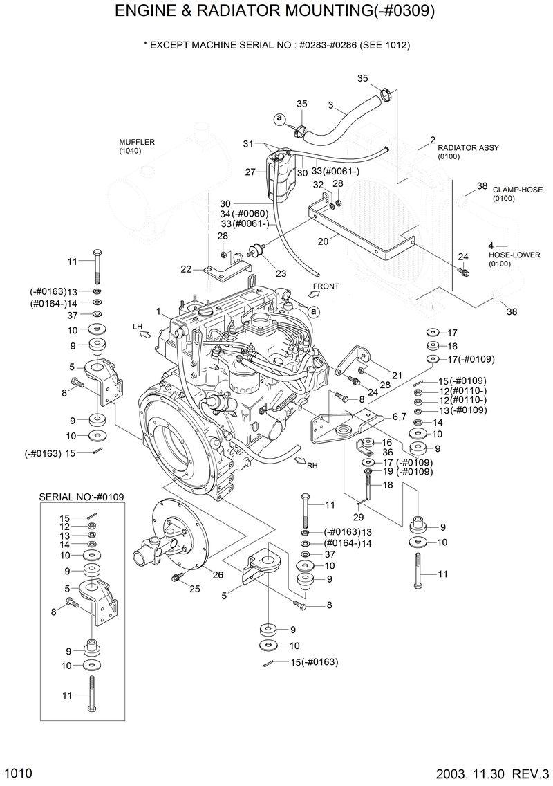 Схема запчастей Hyundai HSL610 - ENGINE &amp; RADIATOR MOUNTING(-#0309) 