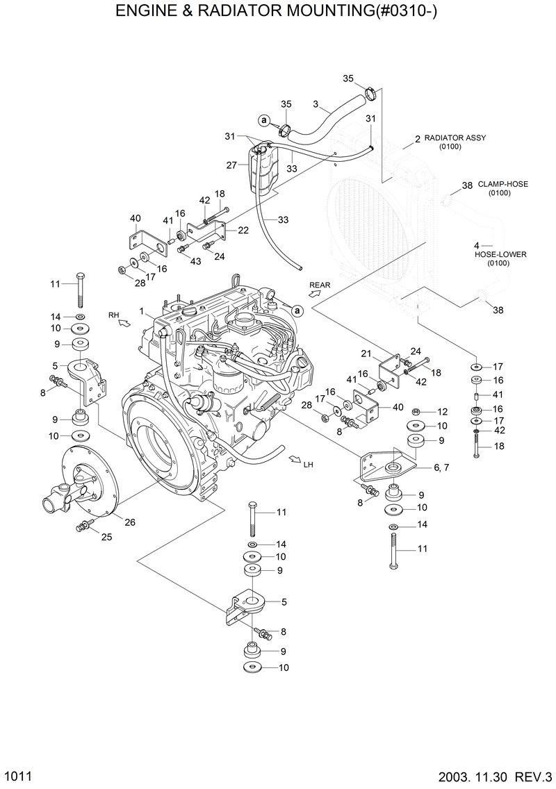 Схема запчастей Hyundai HSL610 - ENGINE &amp; RADIATOR MOUNTING(#0310-) 