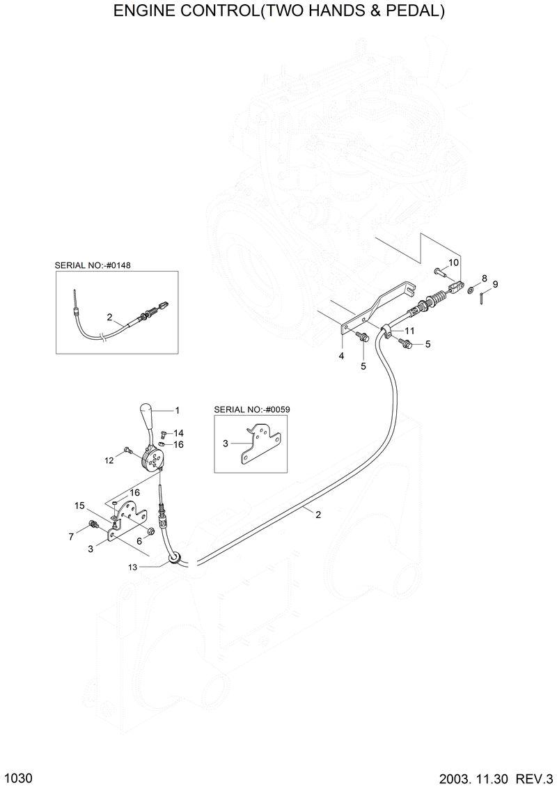Схема запчастей Hyundai HSL610 - ENGINE CONTROL(TWO HANDS &amp; PEDAL) 