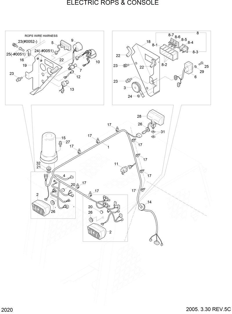 Схема запчастей Hyundai HSL610 - ROPS &amp; CONSOLE ELECTRIC 