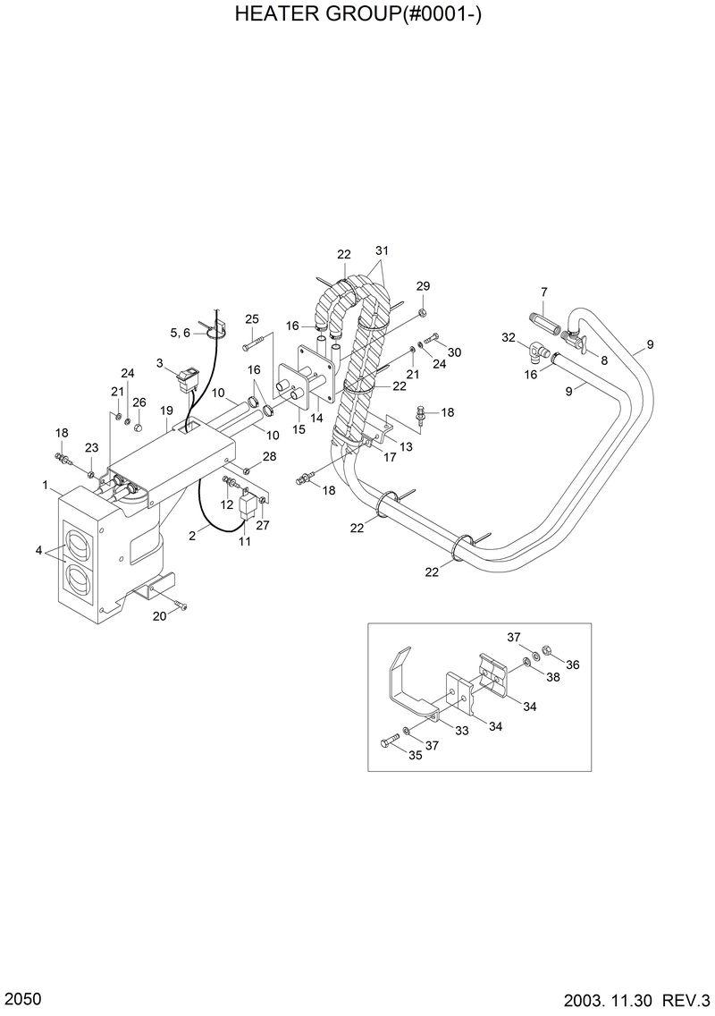 Схема запчастей Hyundai HSL610 - HEATER GROUP(#0001-) 