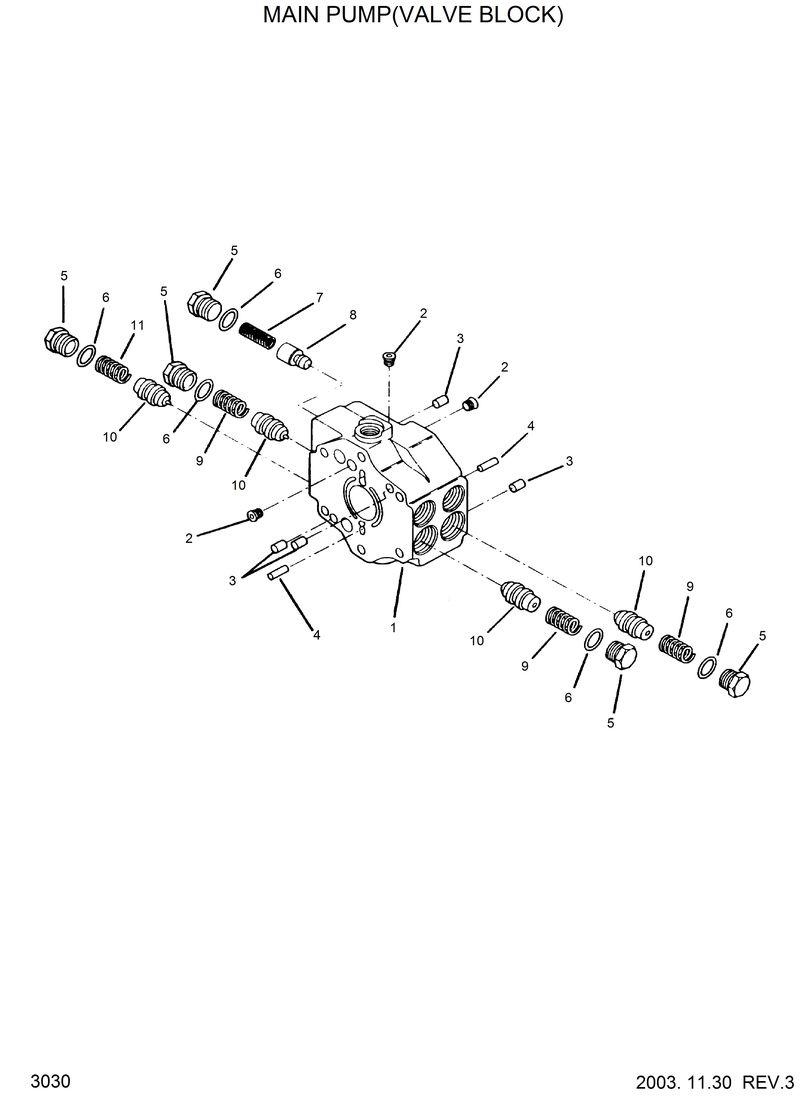 Схема запчастей Hyundai HSL610 - MAIN PUMP(VALVE BLOCK) 