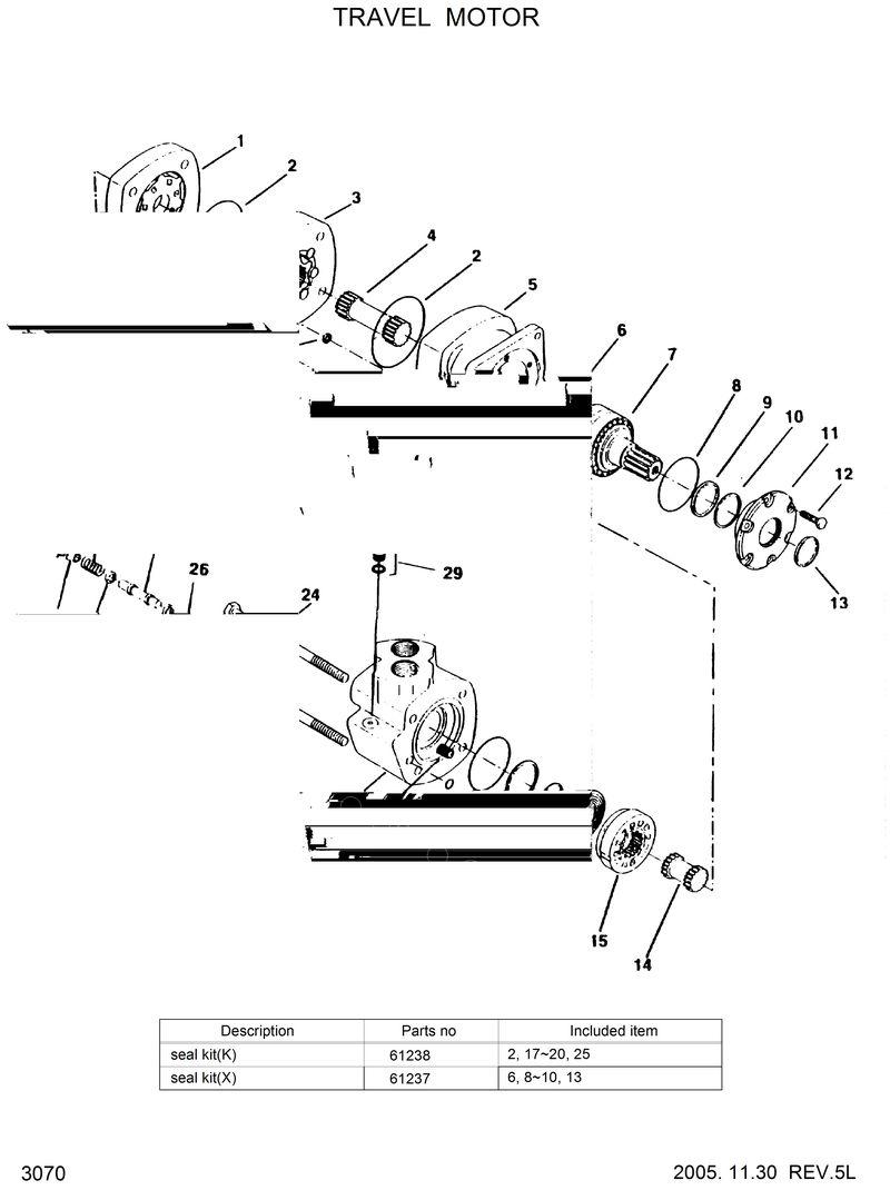 Схема запчастей Hyundai HSL610 - TRAVEL MOTOR 