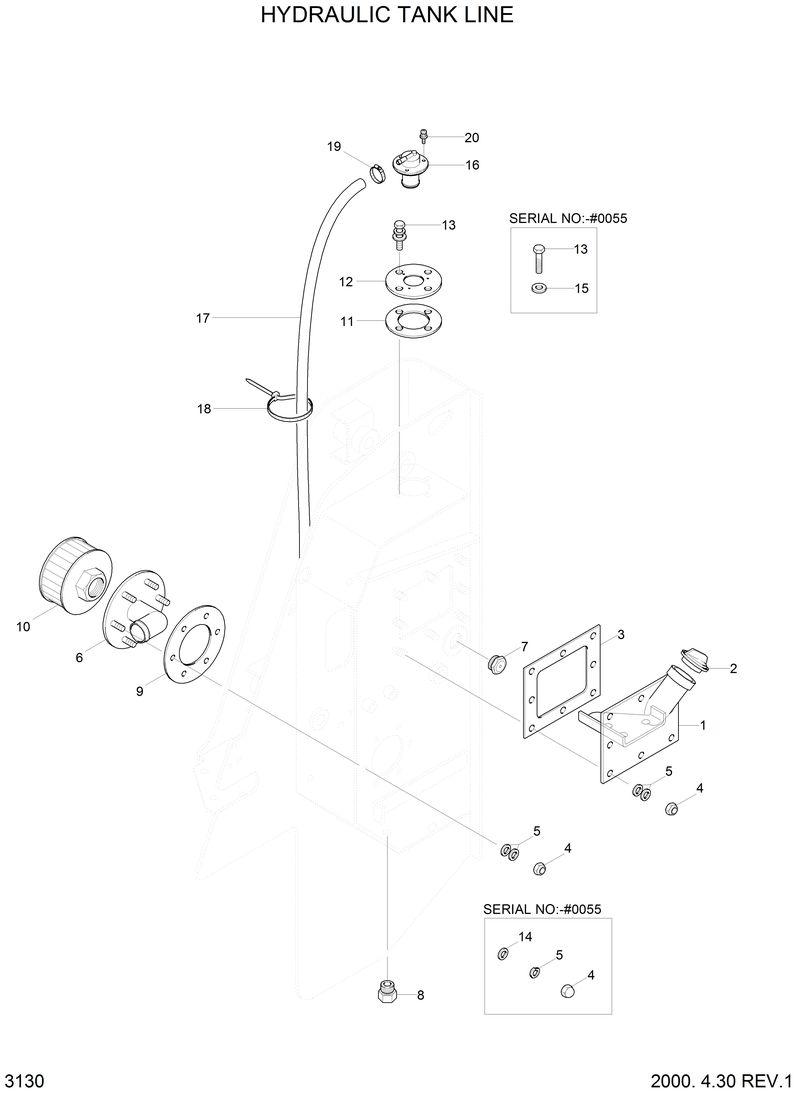 Схема запчастей Hyundai HSL610 - HYDRAULIC TANK LINE 