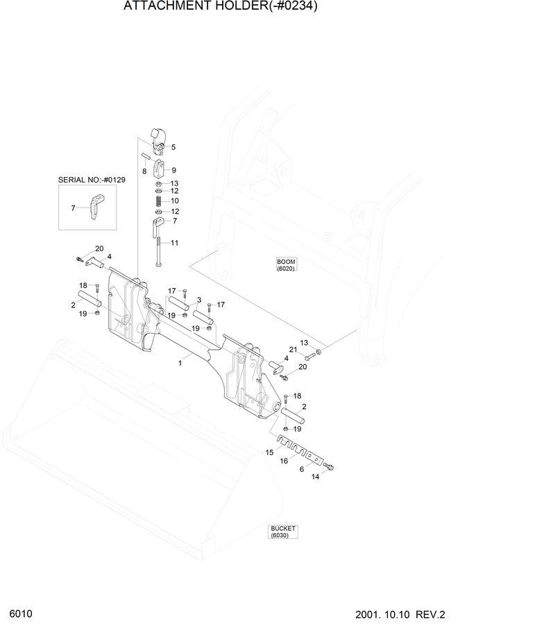 Схема запчастей Hyundai HSL610 - ATTACHMENT HOLDER(-#0234) 