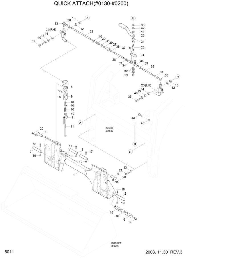 Схема запчастей Hyundai HSL610 - QUICK ATTACH(#0130-#0200) 