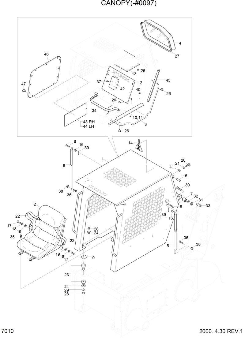Схема запчастей Hyundai HSL610 - CANOPY(-#0097) 